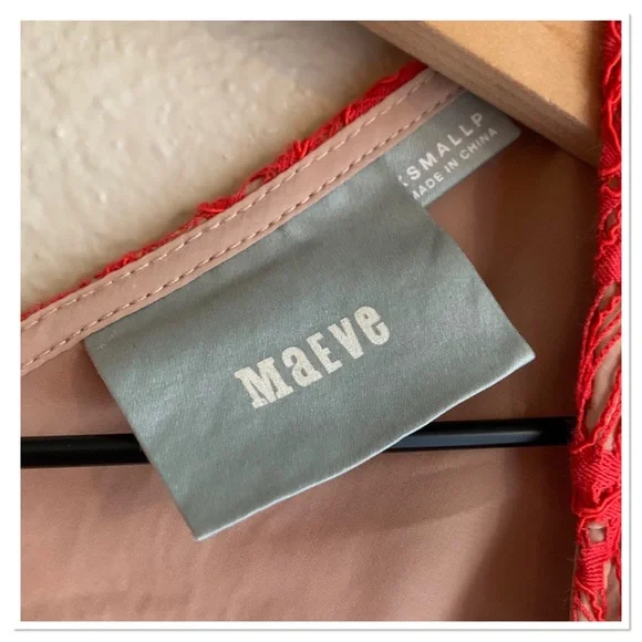 Anthropologie Maeve Katrine Lace Peplum Top Red Floral Lace Size XS - Picture 7 of 9